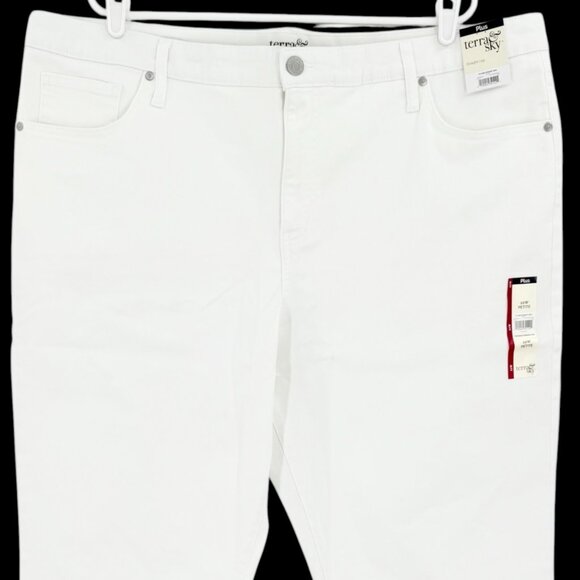 NWT Terra & Sky Womens Straight High Rise Stretch White Denim Jeans Plus Sz 22WP - Picture 3 of 9
